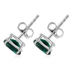 Luxuriant 9K White Gold AAA Lab Grown Emerald AGI Certified Solitaire Stud Push Post Earring 1.79 Ct.