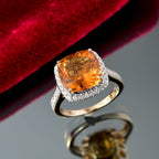 Luxuriant 10K Yellow Gold AAA Madeira Citrine, Lab Grown Diamond GH, SI Main Stone With Side Stone Ring, Gold Wt.3.52 Gms  6.535  Ct.
