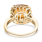 Luxuriant 10K Yellow Gold AAA Madeira Citrine, Lab Grown Diamond GH, SI Main Stone With Side Stone Ring, Gold Wt.3.52 Gms  6.535  Ct.