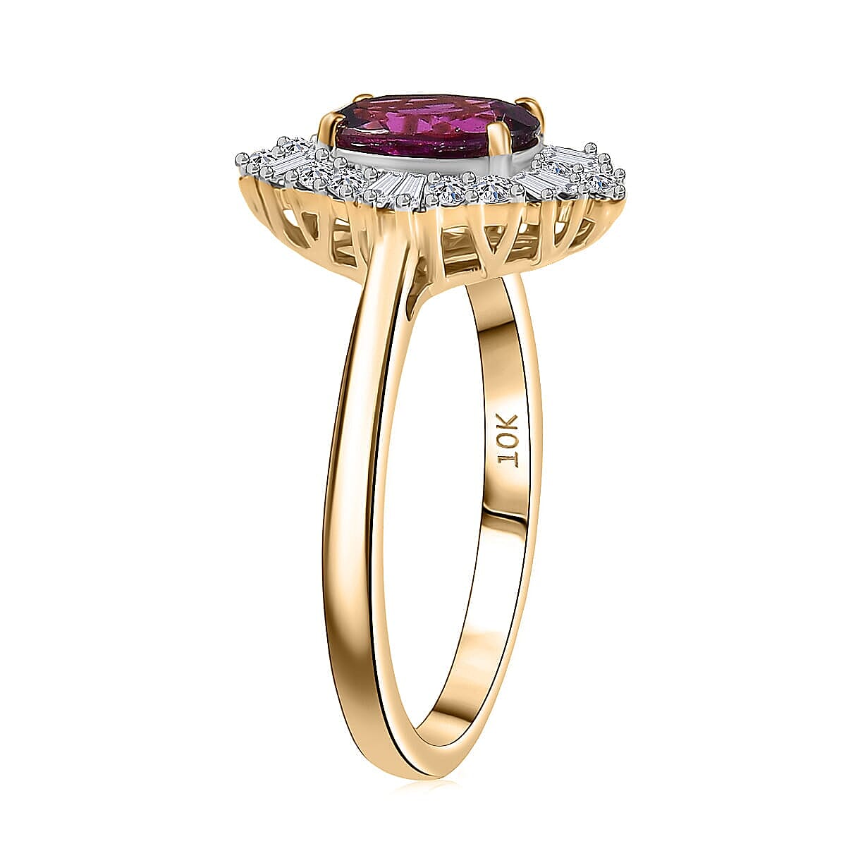 Certified &amp; Appraised LUXURIANT 1.82 Ct. AAA Radiant Ember Garnet, Lab Grown Diamond Halo Ring in 10K Yellow Gold (SI, GH) 8284426 4