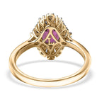 Luxuriant 10K Yellow Gold AAA Radiant Ember Garnet, Lab Grown Diamond GH, SI Main Stone With Side Stone Ring, Gold Wt.2.66 Gms  1.827  Ct.