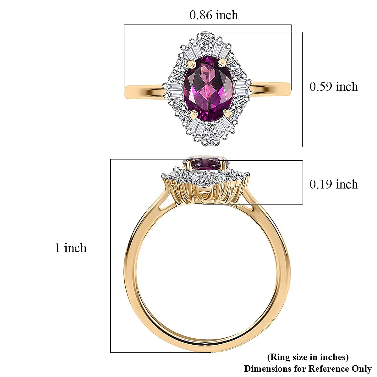 Certified &amp; Appraised LUXURIANT 1.82 Ct. AAA Radiant Ember Garnet, Lab Grown Diamond Halo Ring in 10K Yellow Gold (SI, GH) 8284426 6