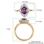Luxuriant 10K Yellow Gold AAA Radiant Ember Garnet, Lab Grown Diamond GH, SI Main Stone With Side Stone Ring, Gold Wt.2.66 Gms  1.827  Ct.