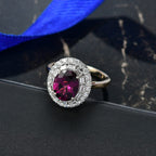 Luxuriant 10K Yellow Gold AAA Radiant Ember Garnet, Lab Grown Diamond GH, SI Main Stone With Side Stone Ring, Gold Wt.3.83 Gms  3.633  Ct.
