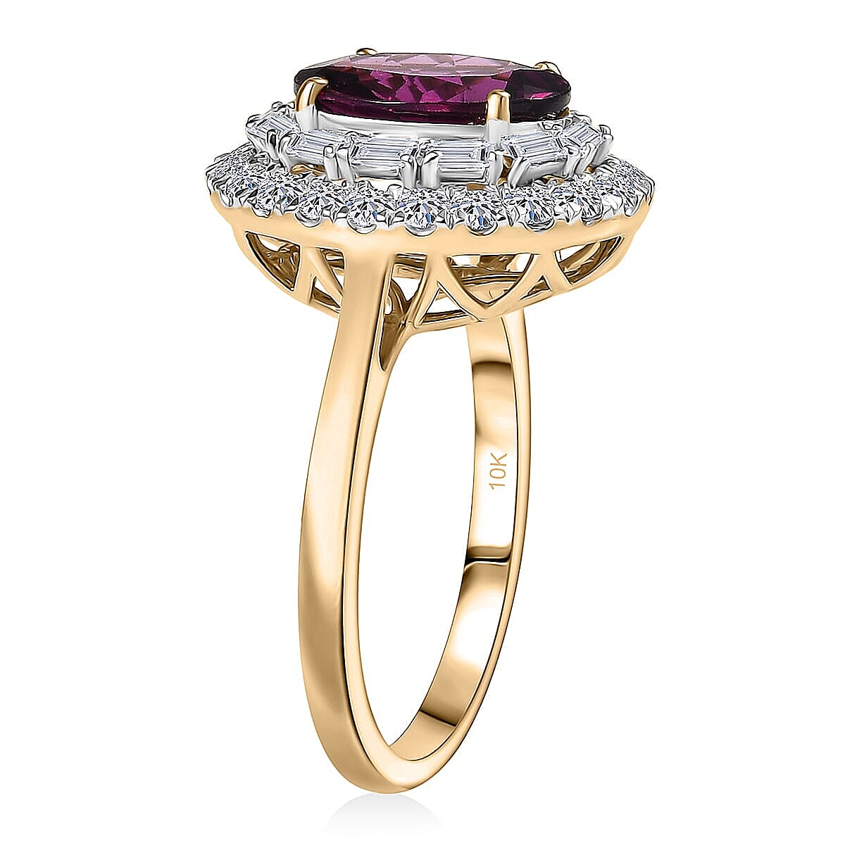 LUXURIANT 2.8 Ct. AAA Radiant Ember Garnet, Lab Grown Diamond Halo Ring in 10K Yellow Gold (SI, GH) 8286685 3