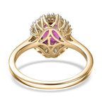 Luxuriant 10K Yellow Gold AAA Radiant Ember Garnet, Lab Grown Diamond Main Stone With Side Stone Ring, Gold Wt.2.66 Gms  1.805  Ct.