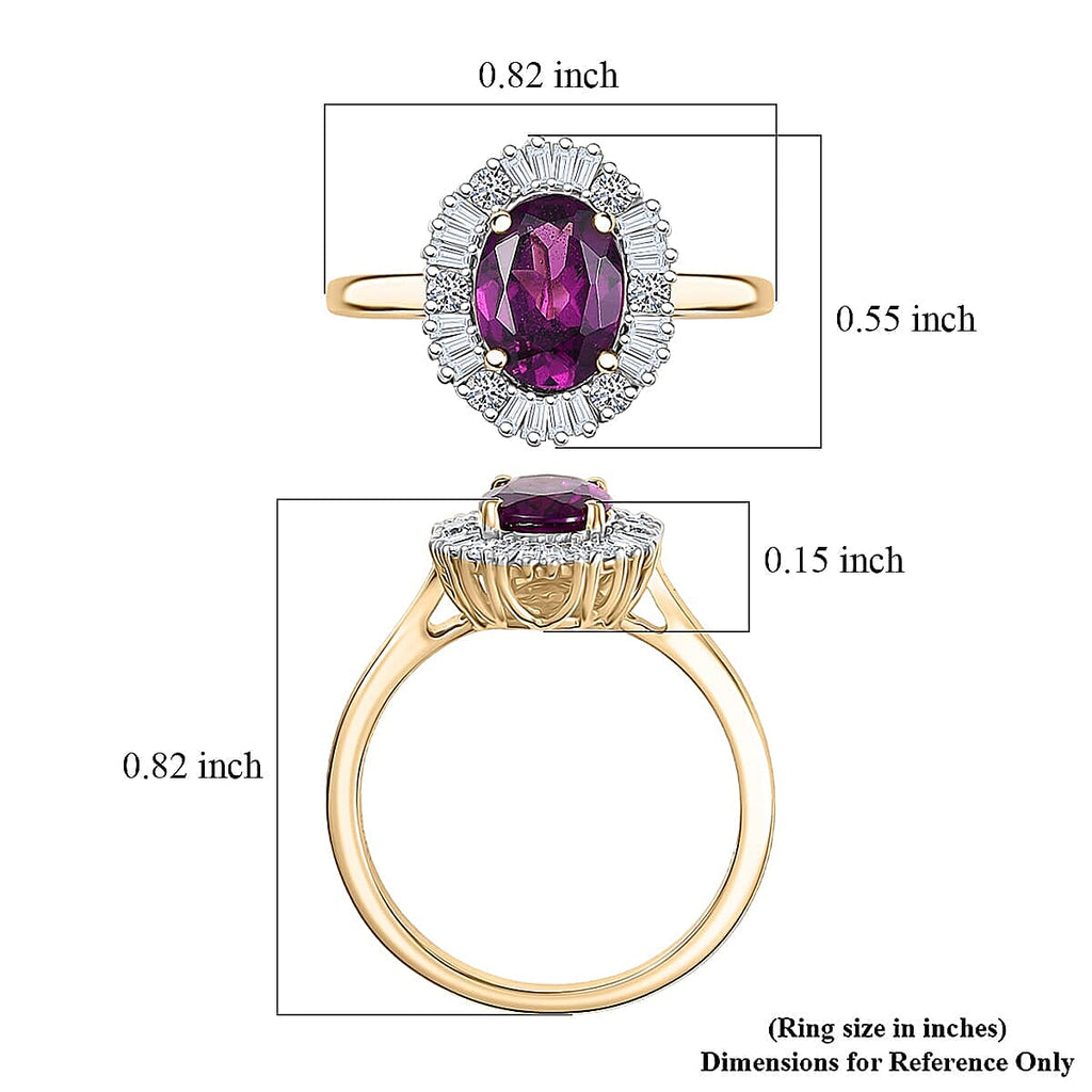 Luxuriant 10K Yellow Gold AAA Radiant Ember Garnet, Lab Grown Diamond Main Stone With Side Stone Ring, Gold Wt.2.66 Gms  1.805  Ct.