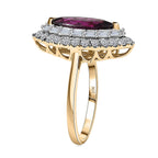 Luxuriant 10K Yellow Gold AAA Radiant Ember Garnet, Lab Grown Diamond Main Stone With Side Stone Ring, Gold Wt.3.95 Gms  3.594  Ct.