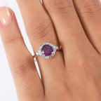 Luxuriant 10K Yellow Gold AAA Radiant Ember Garnet, Lab Grown Diamond Main Stone With Side Stone Ring, Gold Wt.2.46 Gms  1.764  Ct.