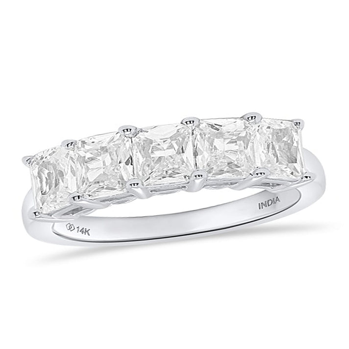 LUXURIANT 2.50 Ct. Lab Grown Diamond Emerald-Cut 5-Stone Ring in 14K White Gold VS-GH 8197599 1
