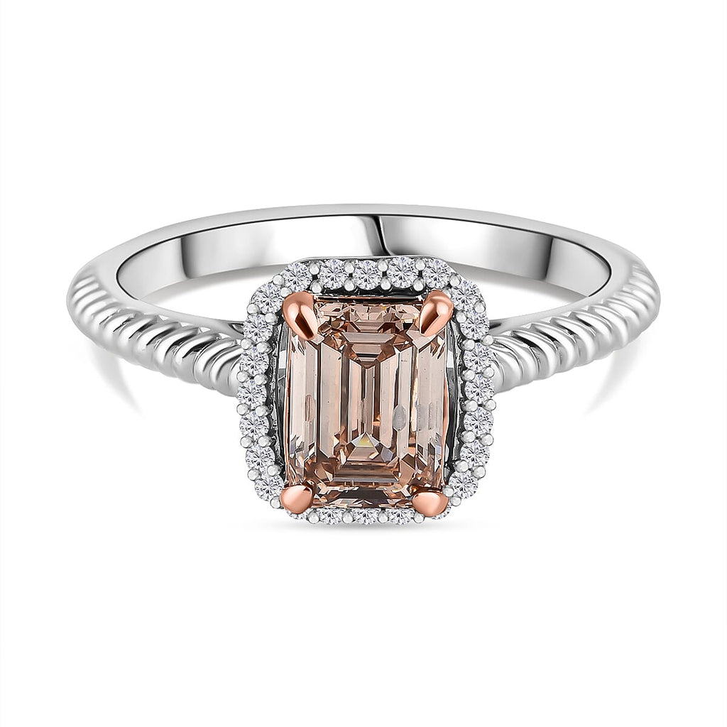 Luxuriant 14K White Gold Lab Grown Pink Diamond & Lab Grown White Diamond Ring 1.10 Ct.