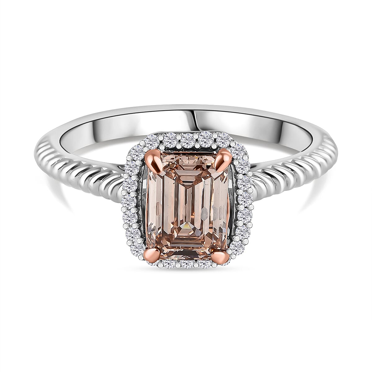 LUXURIANT 1.1 Ct. Lab Grown Pink Diamond Halo Ring in 14K White Gold 8212934 0