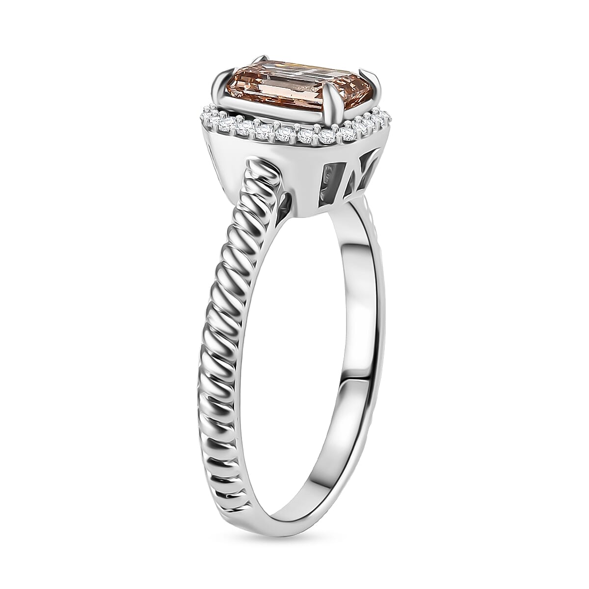 LUXURIANT 1.1 Ct. Lab Grown Pink Diamond Halo Ring in 14K White Gold 8212934 3