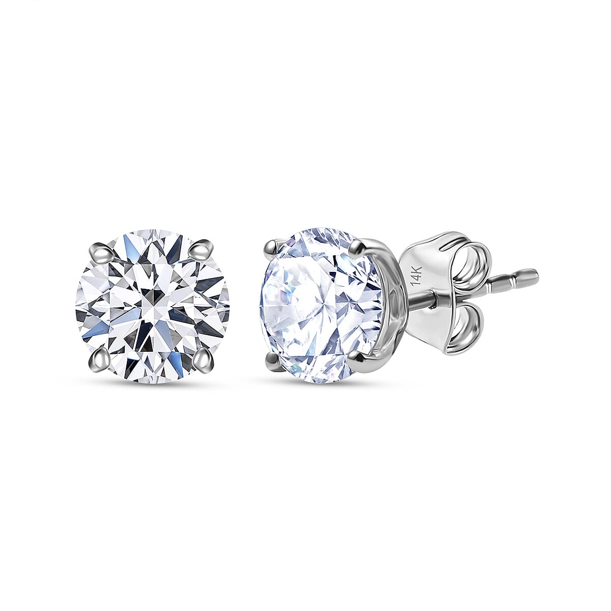 LUXURIANT 3 Ct. Lab Grown Diamond Solitaire Stud Earrings in 14K White Gold SGL Certified (SI-GH) 8249658 0