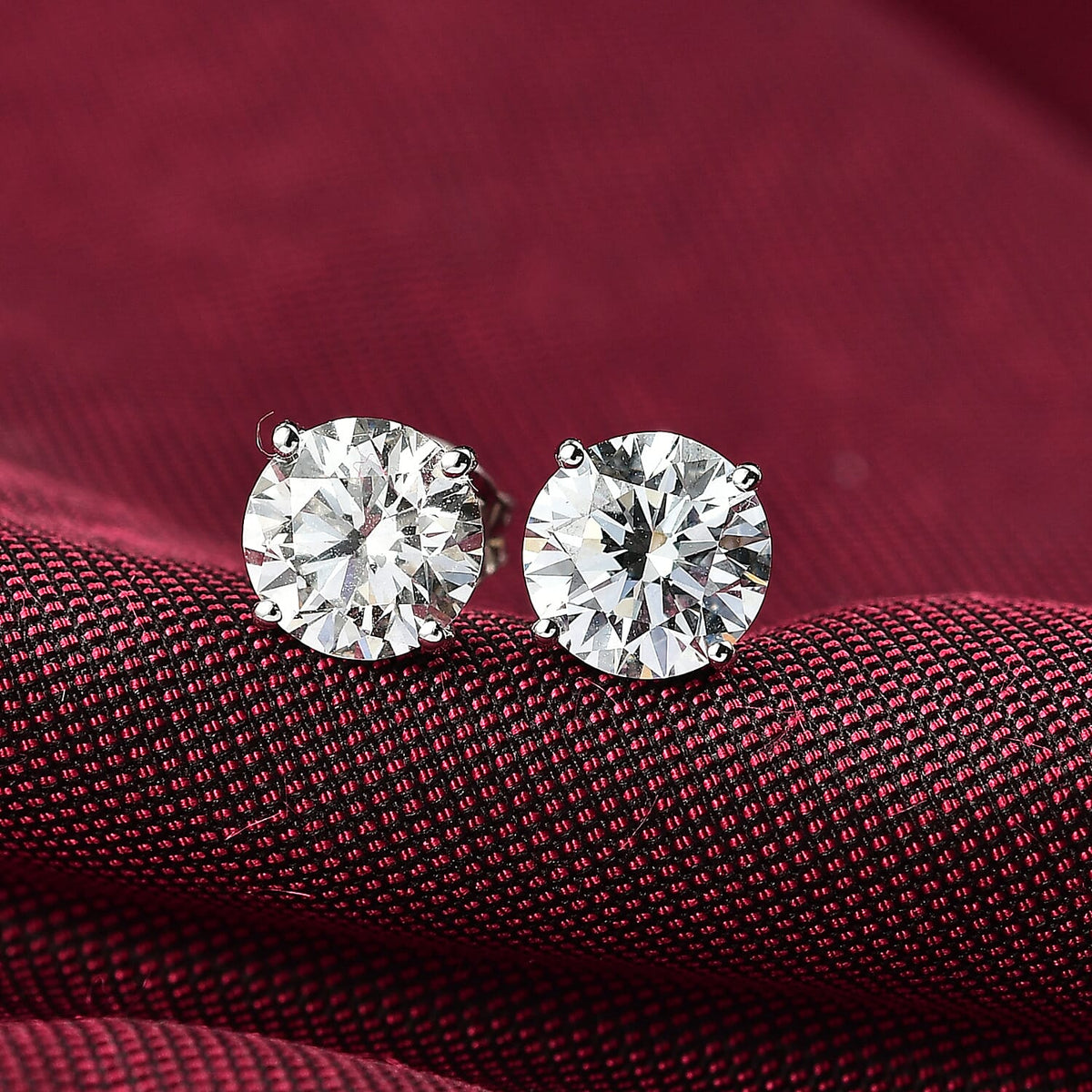 LUXURIANT 3 Ct. Lab Grown Diamond Solitaire Stud Earrings in 14K White Gold SGL Certified (SI-GH) 8249658 2