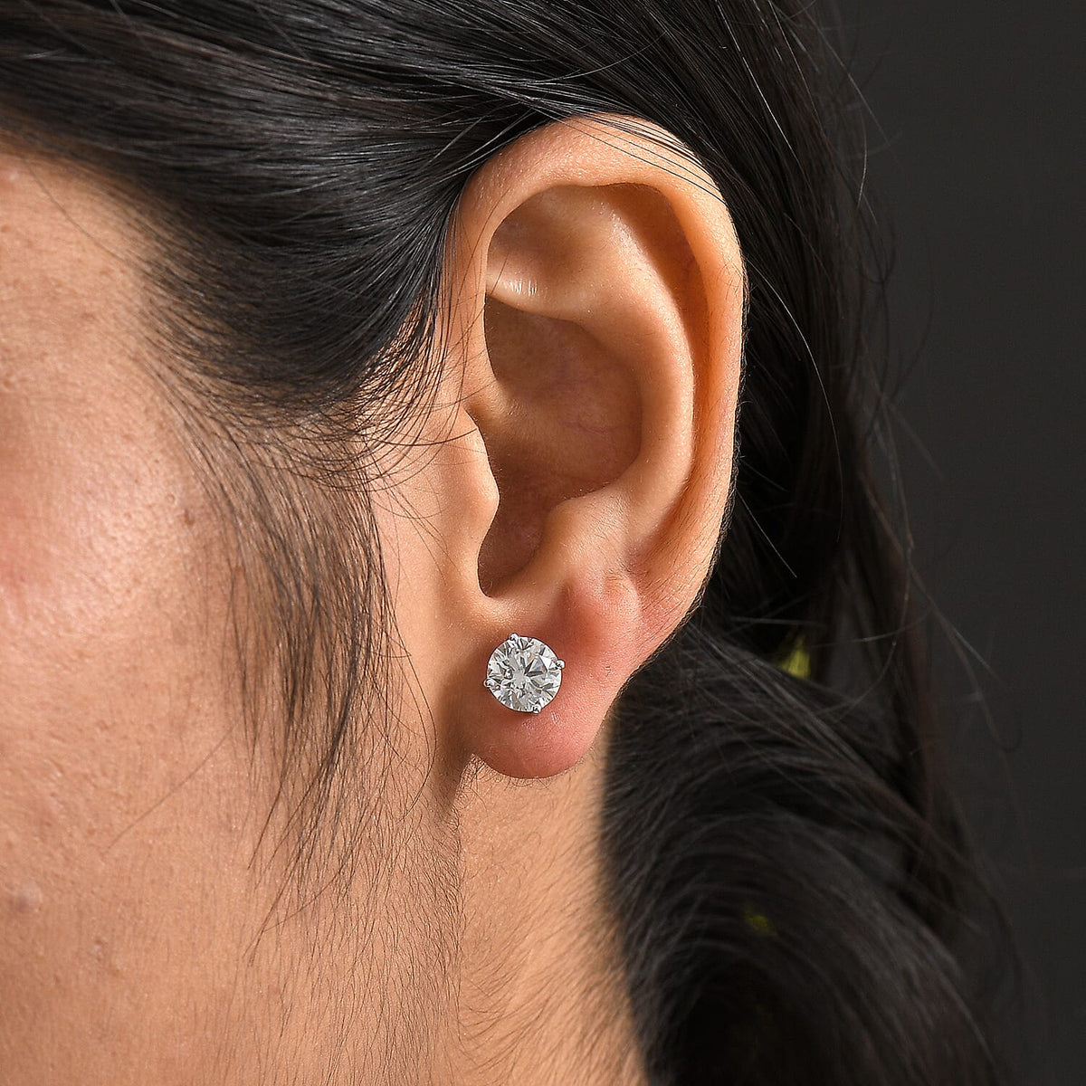 LUXURIANT 3 Ct. Lab Grown Diamond Solitaire Stud Earrings in 14K White Gold SGL Certified (SI-GH) 8249658 3
