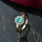 Luxuriant 14K Yellow Gold AAA Colombian Emerald & Lab Grown Diamond (VS-EF) Ring 1.00 Ct.