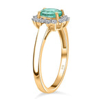Luxuriant 14K Yellow Gold AAA Colombian Emerald & Lab Grown Diamond (VS-EF) Ring 1.00 Ct.