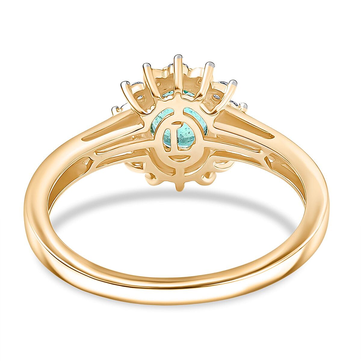Luxuriant 14K Yellow Gold AAA Colombian Emerald &amp; Lab Grown Diamond (VS/EF) Ring 1.00 Ct. V32514674 5