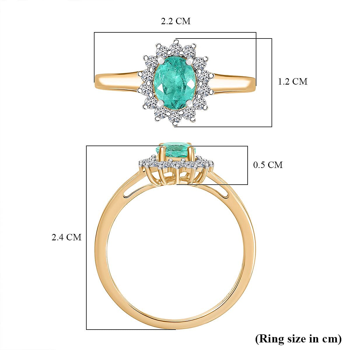 Luxuriant 14K Yellow Gold AAA Colombian Emerald &amp; Lab Grown Diamond (VS/EF) Ring 1.00 Ct. V32514674 6