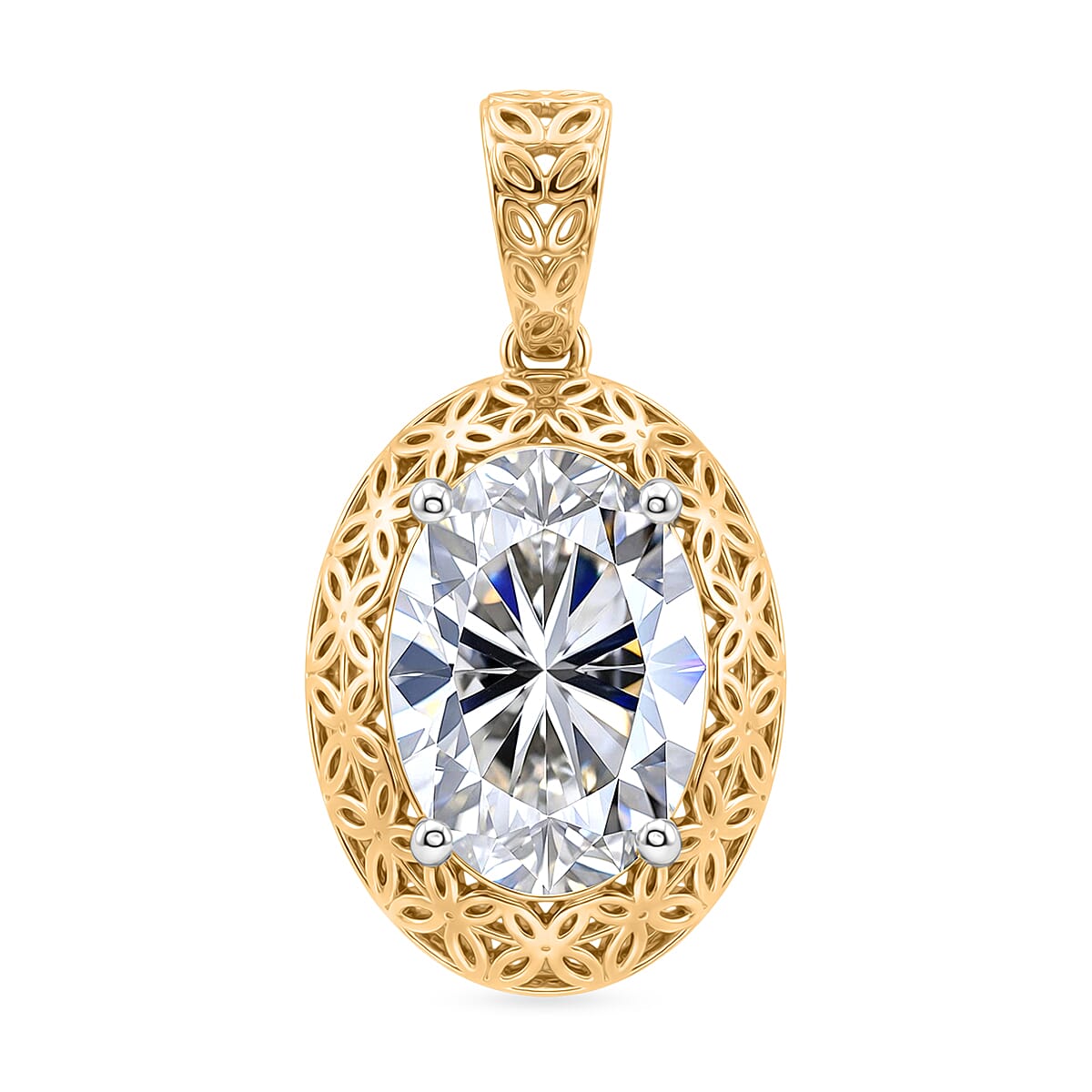 LUXURIANT 2 Ct. Lab Grown Diamond Oval Cut Solitaire Pendant in 18K Yellow Gold IGI Certified (VS-E-F ) 8499105 0