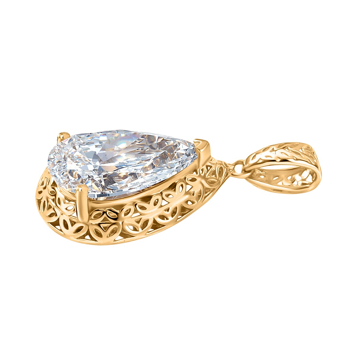 LUXURIANT 2 Ct. Lab Grown Diamond Pear-Cut Solitaire Pendant in Â 18K Yellow Gold IGI Certified (VS-E-F) 8499076 4