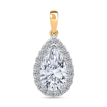 LUXURIANT 5 Ct. Lab Grown Diamond Pear Cut Halo Pendant in 18K Yellow Gold SGL Certified (VS-EF) 8502395 1