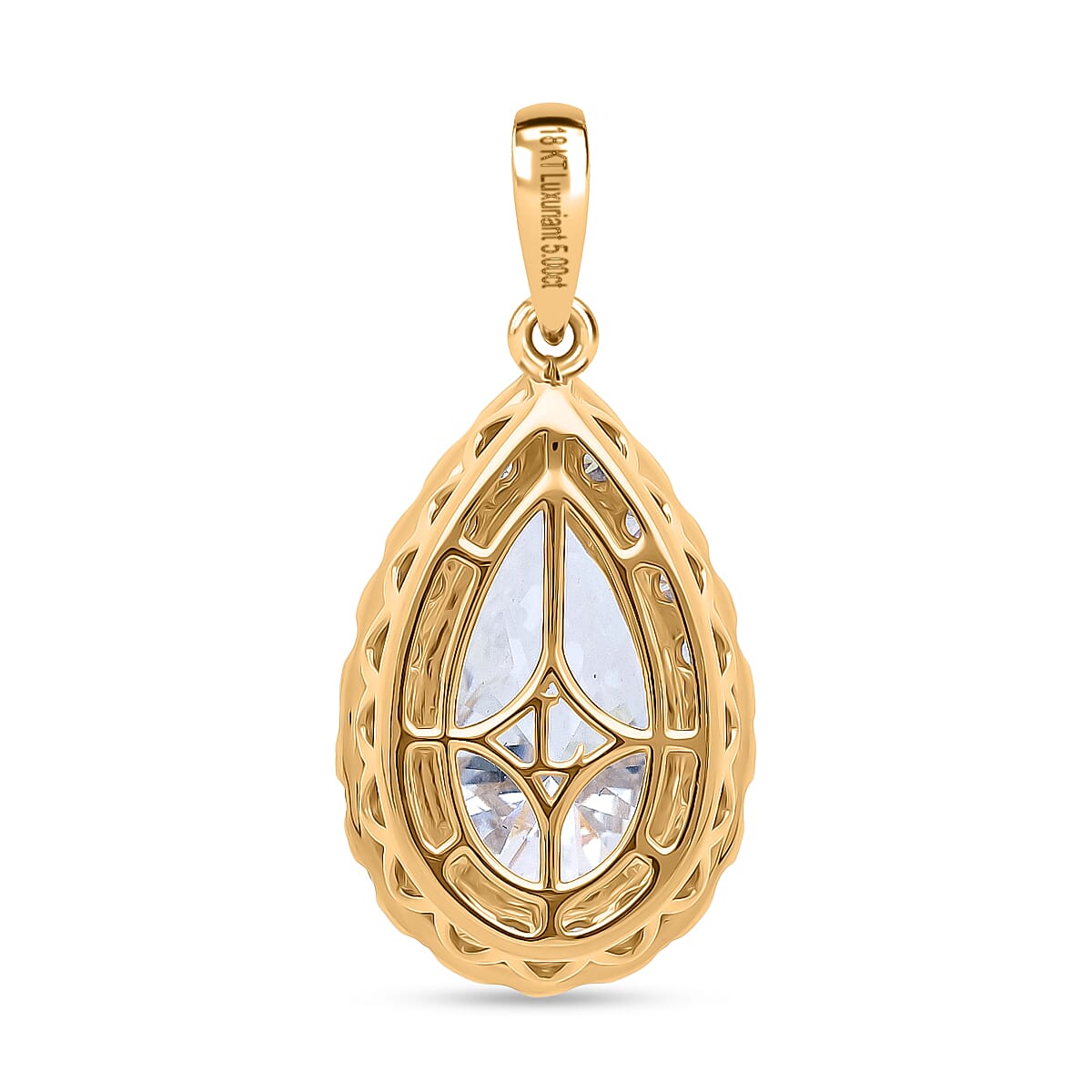 LUXURIANT 5 Ct. Lab Grown Diamond Pear Cut Halo Pendant in 18K Yellow Gold SGL Certified (VS-EF) 8502395 5
