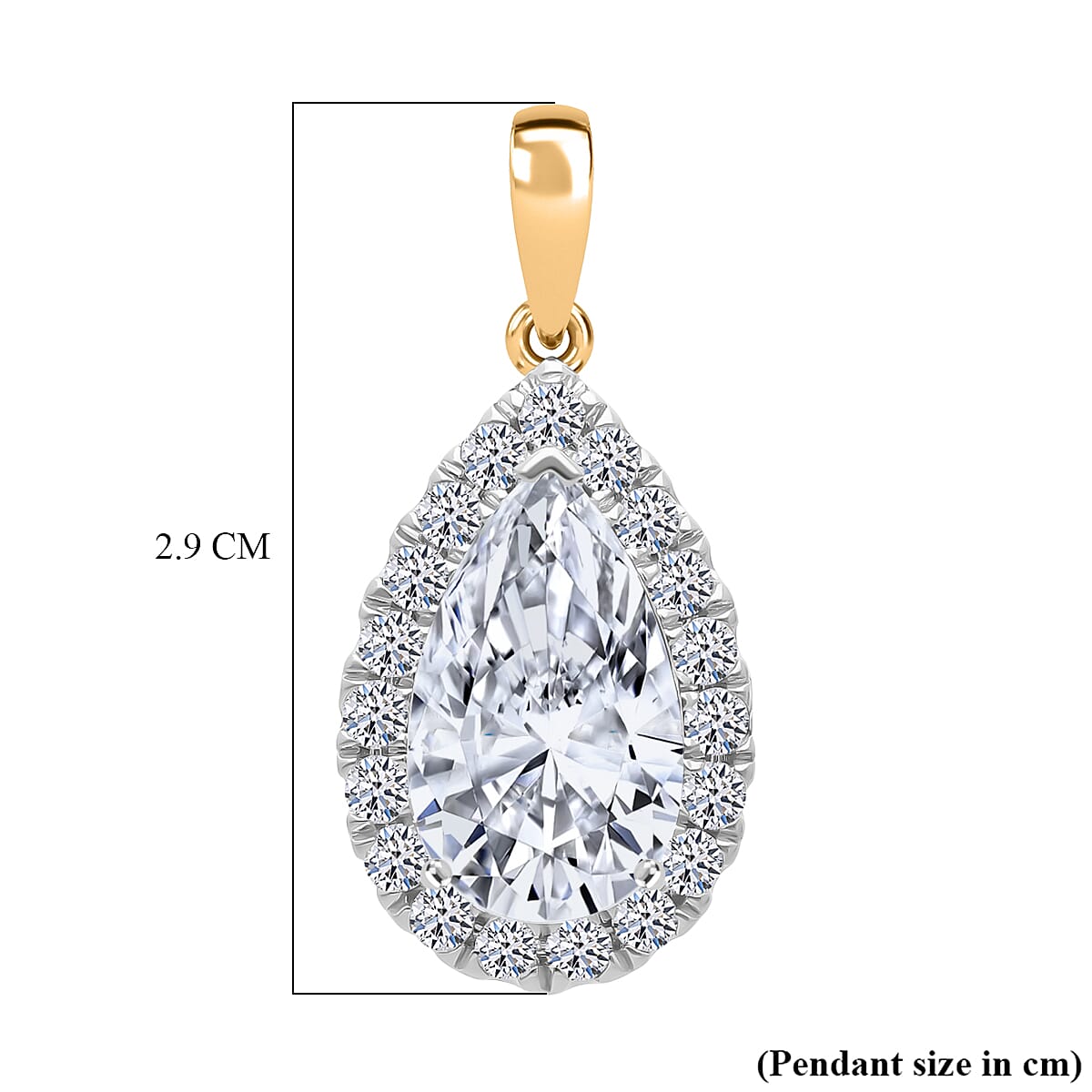 LUXURIANT 5 Ct. Lab Grown Diamond Pear Cut Halo Pendant in 18K Yellow Gold SGL Certified (VS-EF) 8502395 6