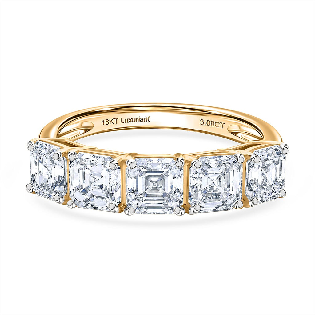 Luxuriant 18K Yellow Gold SGL Certified VS-EF Lab Grown Diamond  5 Stone Band Ring 3.00 Ct, Gold Wt. 3.00 Gms
