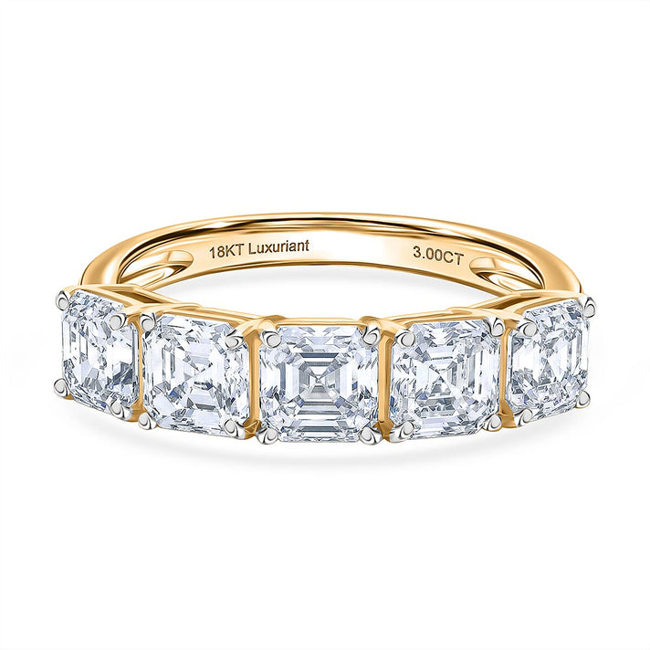 LUXURIANT 3 Ct. Lab Grown Diamond 5-Stone Ring in 18K Yellow Gold SGL Certified (VS-EF) 8485259 1