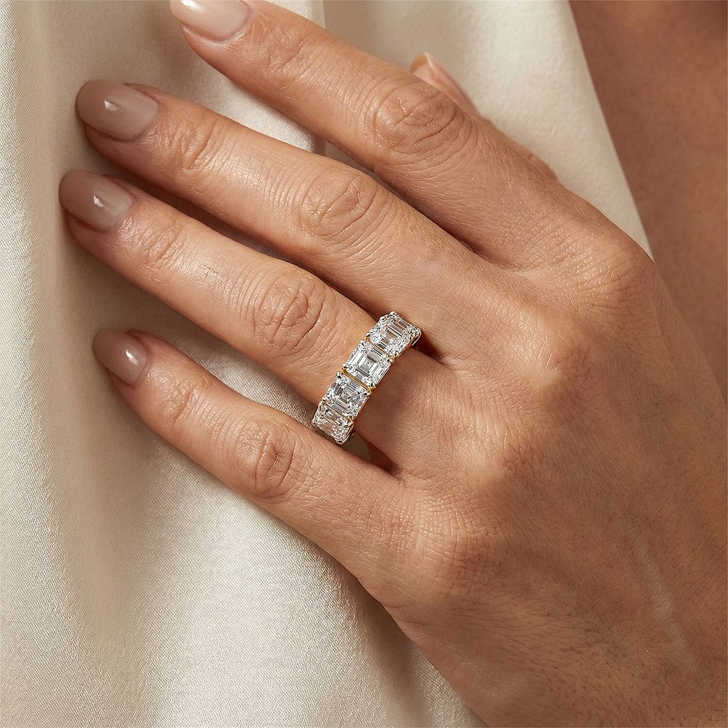 LUXURIANT 3 Ct. Lab Grown Diamond 5-Stone Ring in 18K Yellow Gold SGL Certified (VS-EF) 8485259 2