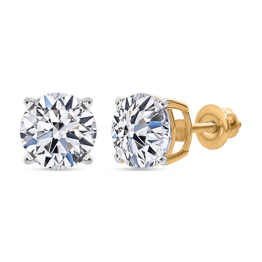 18K Yellow Gold SGL Certified VS-EF Lab Grown Diamond Stud Earrings with Screw Back 3.08 Ct.
