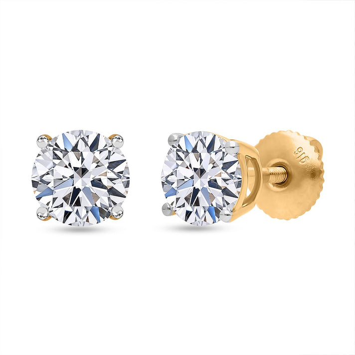 LUXURIANT 2 Ct. Lab Grown Diamond Solitaire Stud Earring with Screw Back in 22K Yellow Gold IGI Certified IF-D 8205820 1