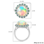 950 Platinum AAA Ethiopian Opal, Natural Emerald & SI-G-H Lab Grown Diamond Halo Ring 6.50 Ct, Platinum Wt. 6.82 Gms