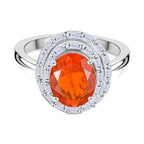 Luxuriant 950 Platinum AAA Fire Opal Lab Grown Diamond VS-E-F Solitaire Ring 2.34 Ct, Platinum Wt. 5.25 Gms.