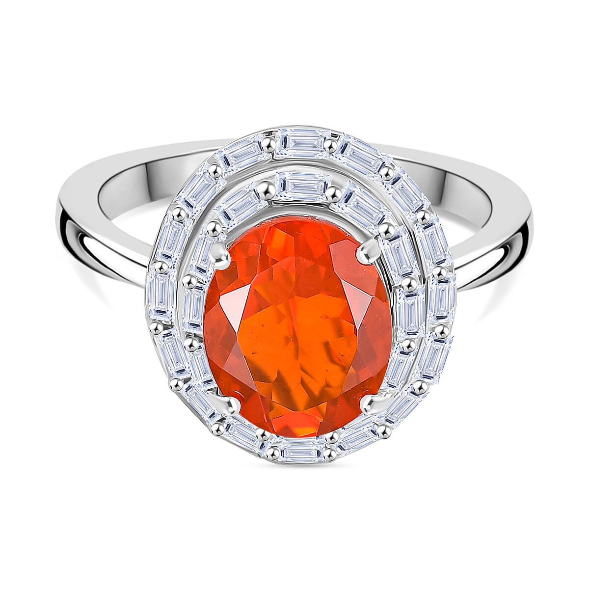 Luxuriant 950 Platinum AAA Fire Opal Lab Grown Diamond VS-E-F Solitaire Ring 2.34 Ct, Platinum Wt. 5.25 Gms. 8212915 0