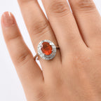 Luxuriant 950 Platinum AAA Fire Opal Lab Grown Diamond VS-E-F Solitaire Ring 2.34 Ct, Platinum Wt. 5.25 Gms.