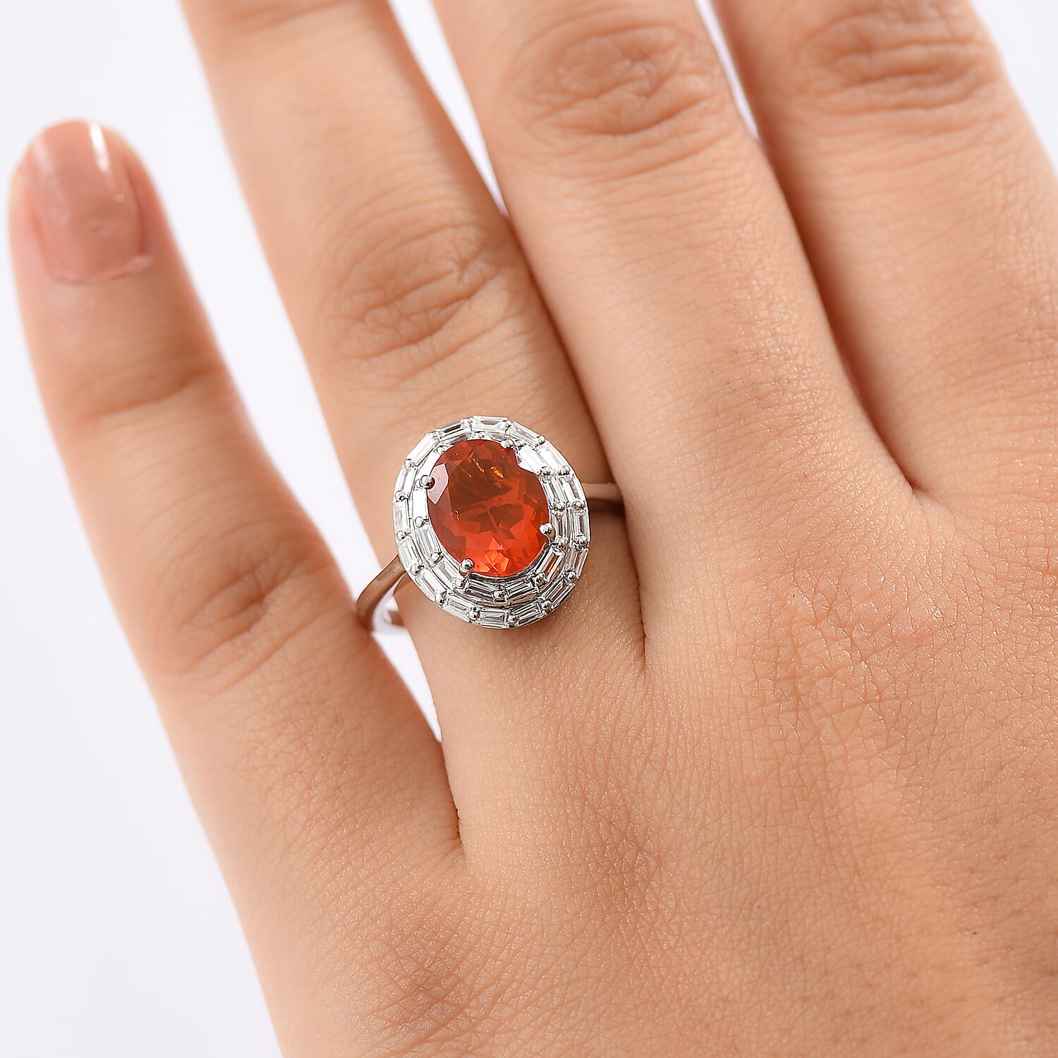 Luxuriant 950 Platinum AAA Fire Opal Lab Grown Diamond VS-E-F Solitaire Ring 2.34 Ct, Platinum Wt. 5.25 Gms. 8212915 2