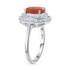 Luxuriant 950 Platinum AAA Fire Opal Lab Grown Diamond VS-E-F Solitaire Ring 2.34 Ct, Platinum Wt. 5.25 Gms.