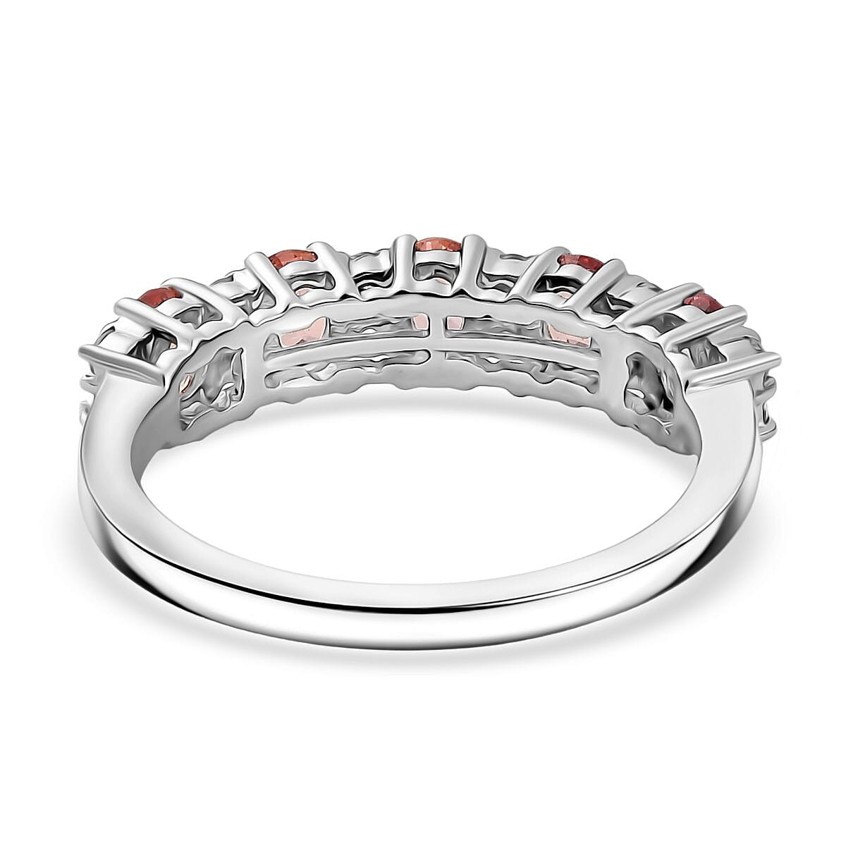 LUXURIANT 1.15 Ct. AAAA Padparadscha Sapphire, Lab Grown Diamond Half-Eternity Ring in 950 Platinum (SI-GH) 8278705 4