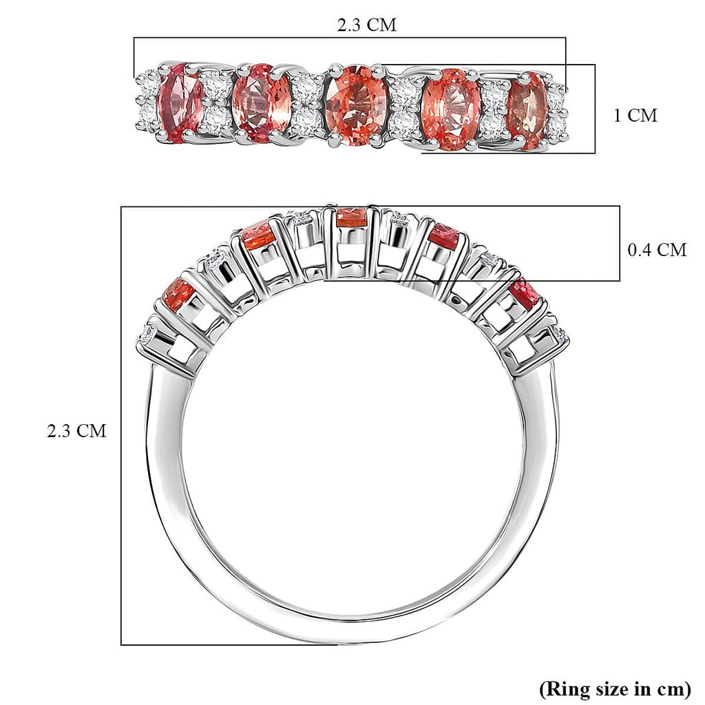 Luxuriant 950 Platinum AAAA Padparadscha Sapphire Lab Grown Diamond (SI-GH) Ring 1.15 Ct, Platinum Wt. 4.16 Gms.