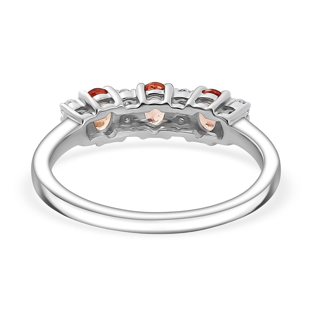 950 Platinum AAAA Natural Padparadscha Sapphire Lab Grown Diamond (SI-GH) Ring Platinum Wt. 3.37 Gms. V32336144 4