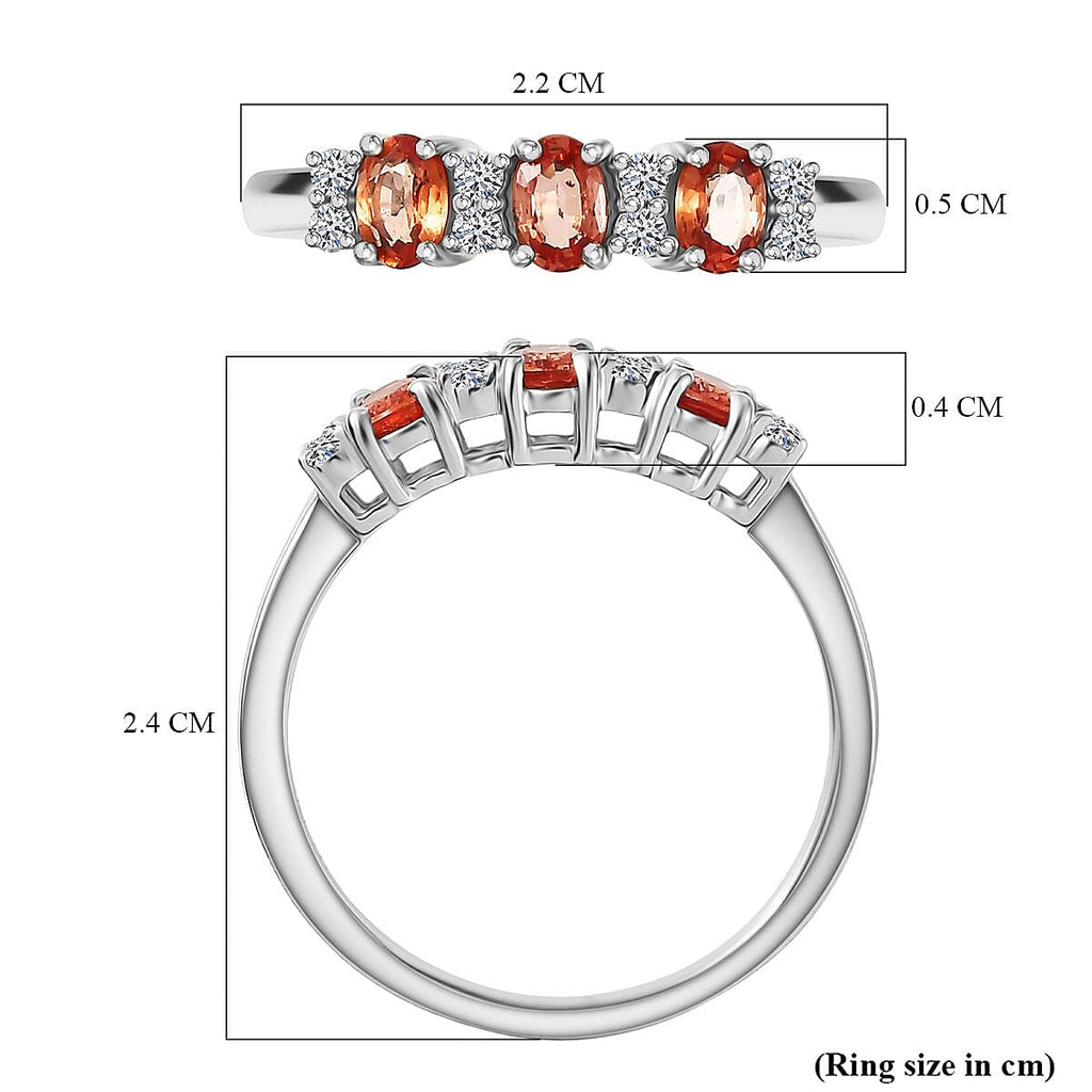 950 Platinum AAAA Natural Padparadscha Sapphire Lab Grown Diamond (SI-GH) Ring Platinum Wt. 3.37 Gms.