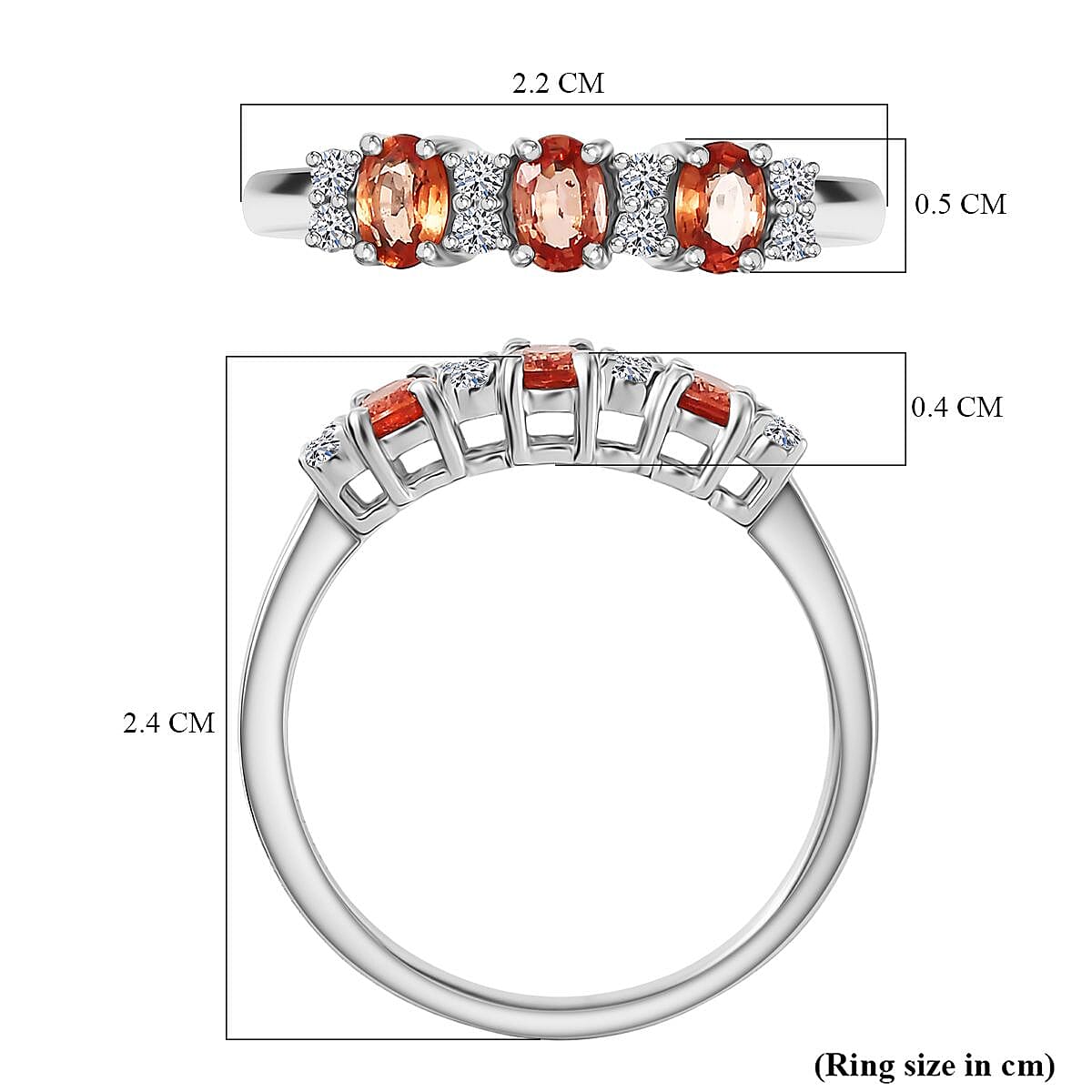 950 Platinum AAAA Natural Padparadscha Sapphire Lab Grown Diamond (SI-GH) Ring Platinum Wt. 3.37 Gms. V32336144 5