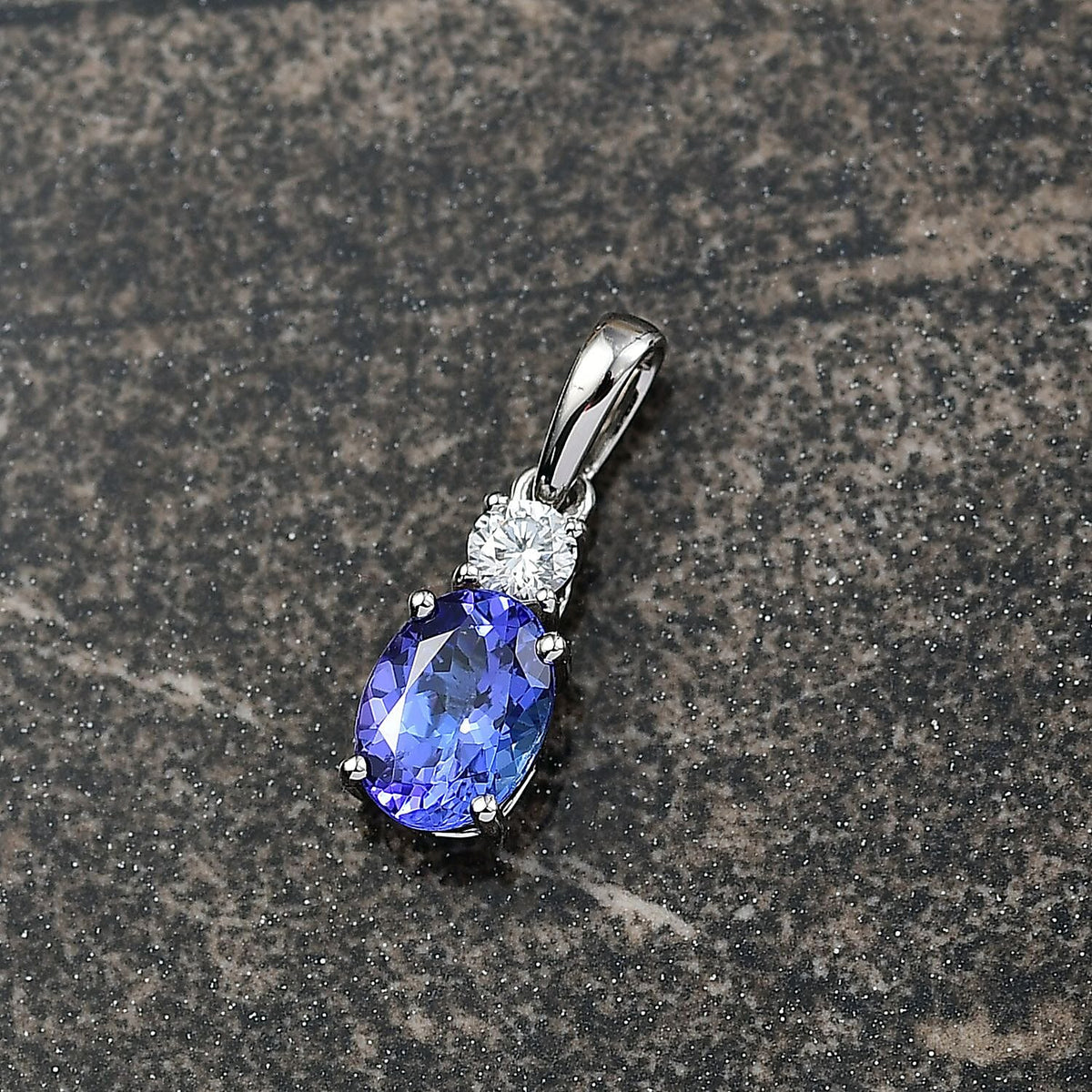 LUXURIANT 950 Platinum AAAA Tanzanite, Lab Grown Diamond (VS-EF) Pendant 1.46 Ct. 8297532 2