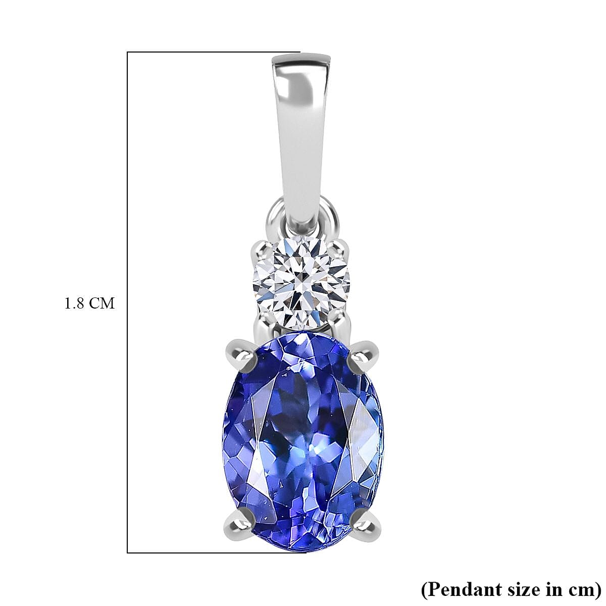 LUXURIANT 950 Platinum AAAA Tanzanite, Lab Grown Diamond (VS-EF) Pendant 1.46 Ct. 8297532 6