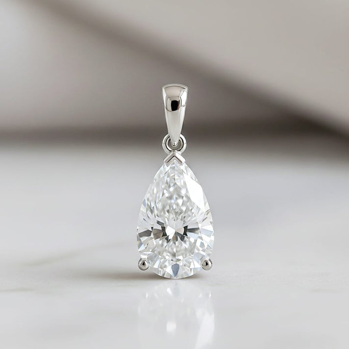 First Time Ever - LUXURIANT 7 Ct. Lab Grown Diamond Pear Cut Solitaire Pendant in 950 Platinum IGI Certified (VS-EF) 8354689 2