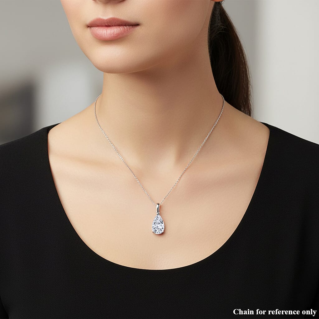 First Time Ever - LUXURIANT 7 Ct. Lab Grown Diamond Pear Cut Solitaire Pendant in 950 Platinum IGI Certified (VS-EF) 8354689 3