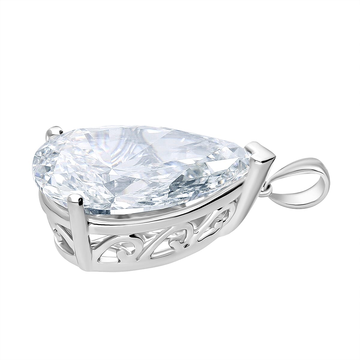 First Time Ever - LUXURIANT 7 Ct. Lab Grown Diamond Pear Cut Solitaire Pendant in 950 Platinum IGI Certified (VS-EF) 8354689 4